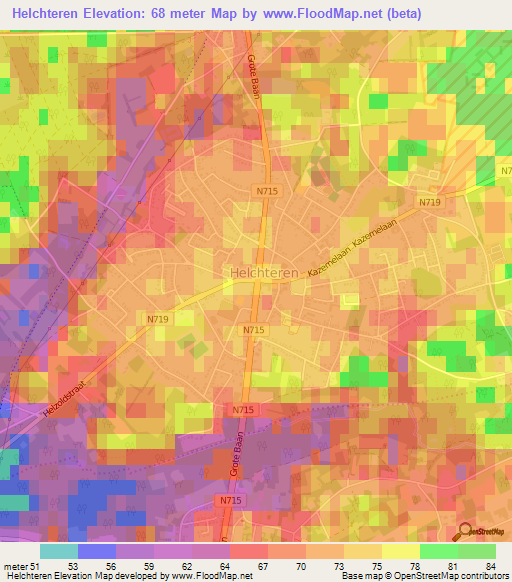 Helchteren,Belgium Elevation Map