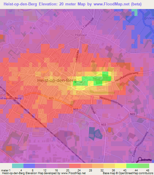 Heist-op-den-Berg,Belgium Elevation Map