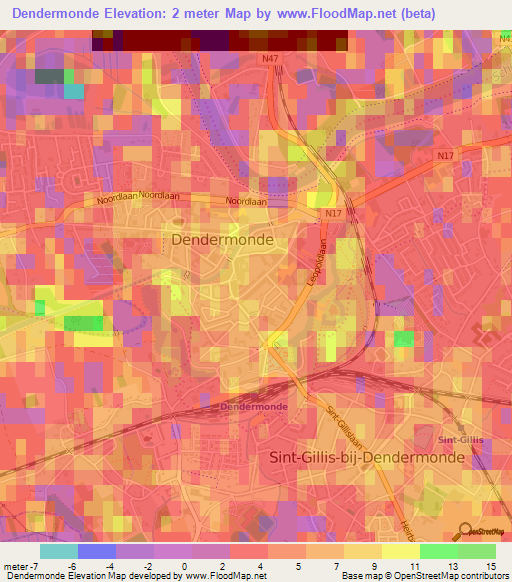 Dendermonde,Belgium Elevation Map