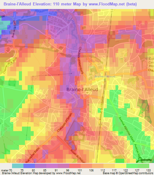 Braine-l'Alleud,Belgium Elevation Map