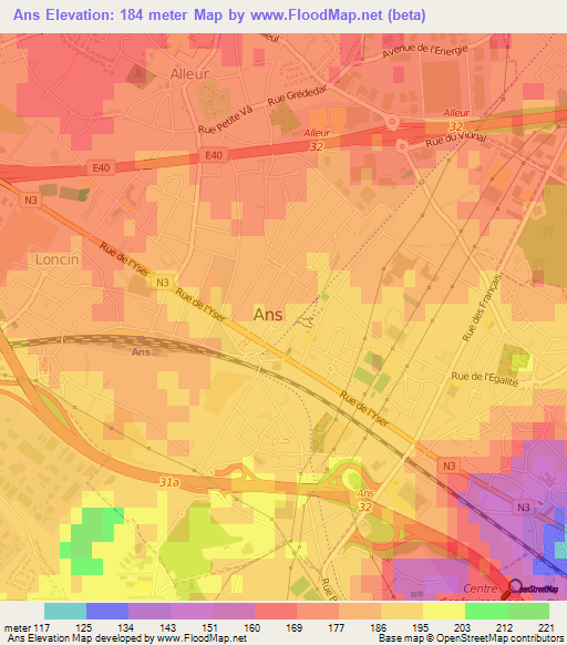 Ans,Belgium Elevation Map