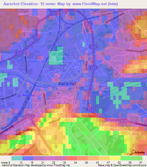 Aarschot,Belgium Elevation Map