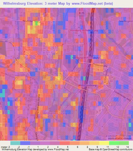 Wilhelmsburg,Germany Elevation Map