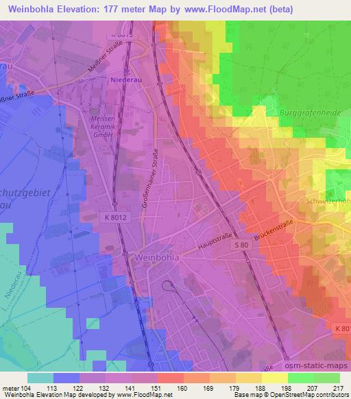 Weinbohla,Germany Elevation Map