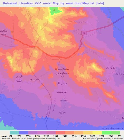 Kebrabad,Iran Elevation Map