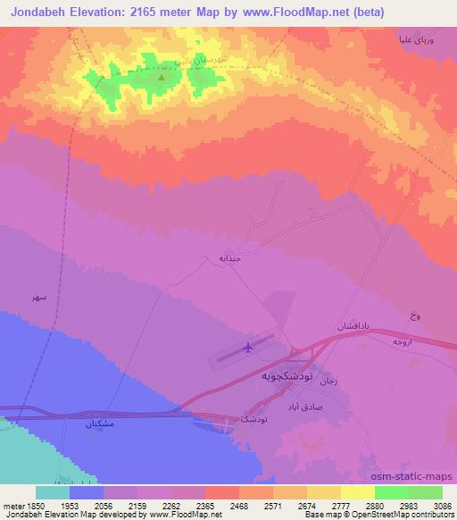 Jondabeh,Iran Elevation Map