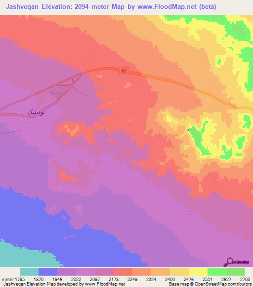 Jashveqan,Iran Elevation Map