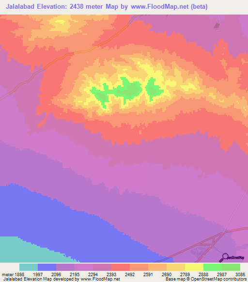 Jalalabad,Iran Elevation Map