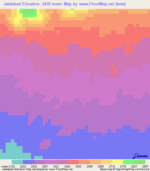 Jalalabad,Iran Elevation Map