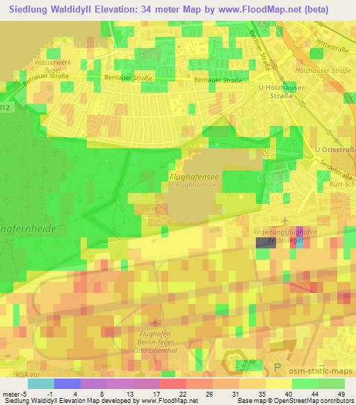Siedlung Waldidyll,Germany Elevation Map