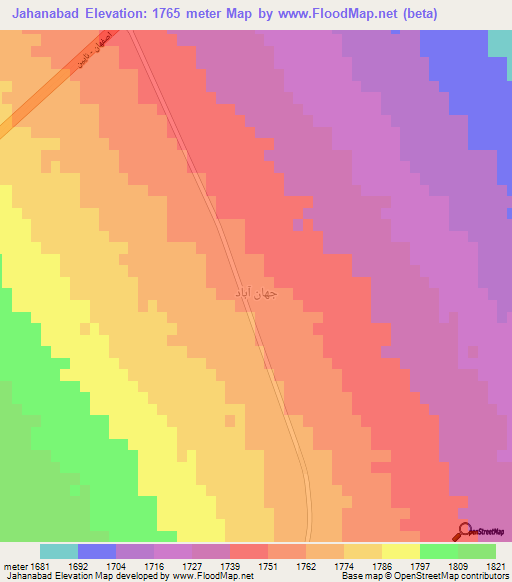 Jahanabad,Iran Elevation Map