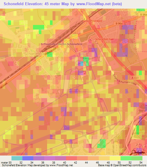 Schonefeld,Germany Elevation Map
