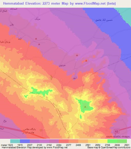 Hemmatabad,Iran Elevation Map