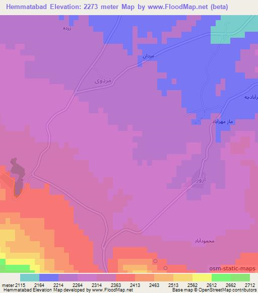 Hemmatabad,Iran Elevation Map
