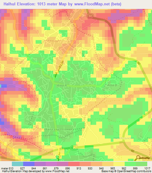 Halhul,Palestinian Territory Elevation Map