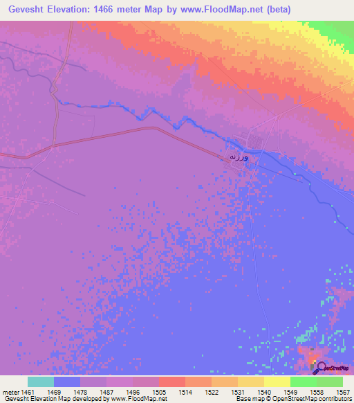 Gevesht,Iran Elevation Map