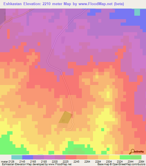 Eshkastan,Iran Elevation Map
