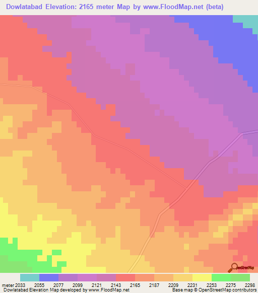 Dowlatabad,Iran Elevation Map
