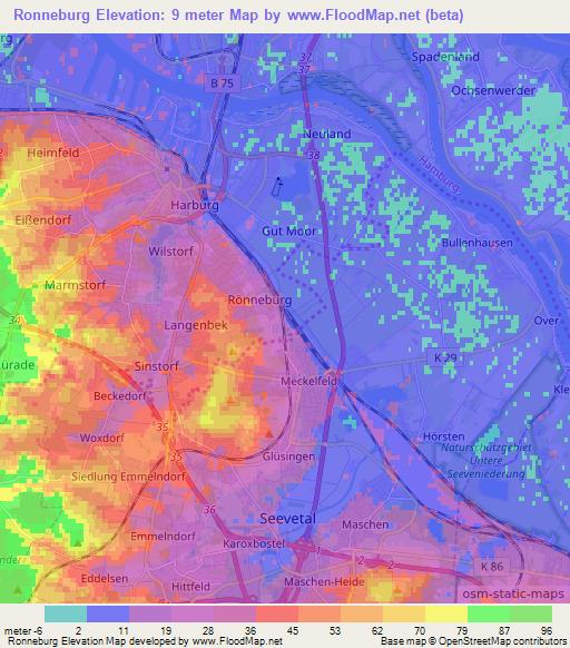 Ronneburg,Germany Elevation Map