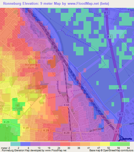Ronneburg,Germany Elevation Map