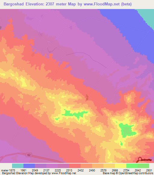 Bargoshad,Iran Elevation Map