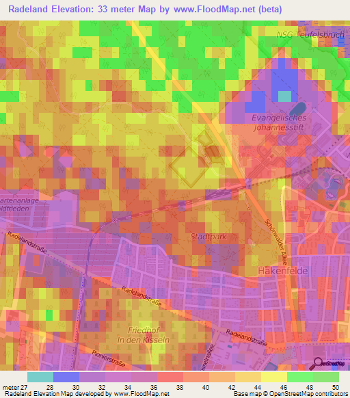Radeland,Germany Elevation Map