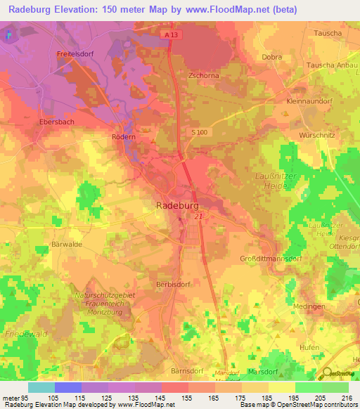 Radeburg,Germany Elevation Map