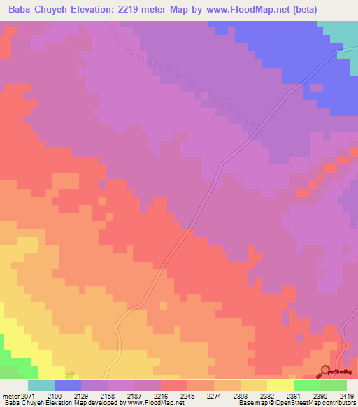 Baba Chuyeh,Iran Elevation Map