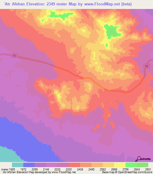 `Atr Afshan,Iran Elevation Map