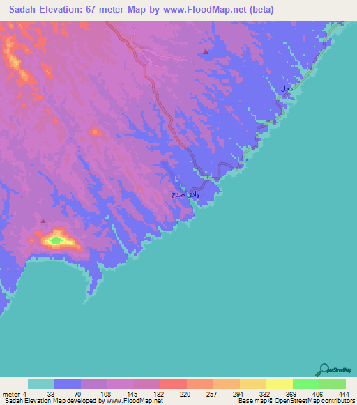Sadah,Oman Elevation Map