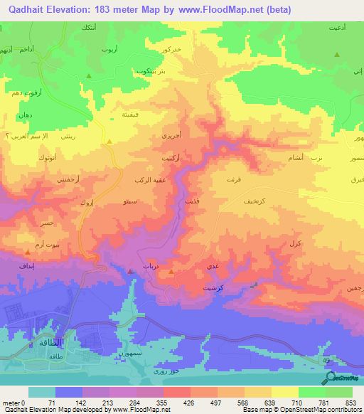 Qadhait,Oman Elevation Map