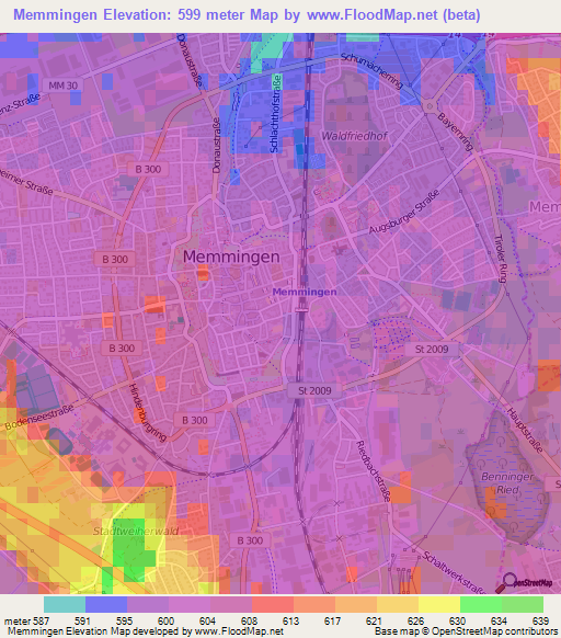 Memmingen,Germany Elevation Map