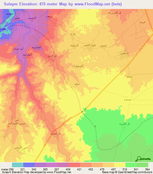 Sulaym,Syria Elevation Map