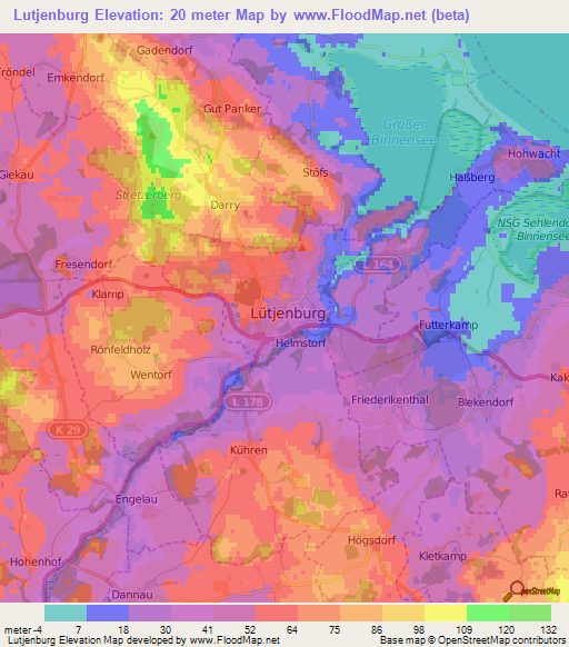 Lutjenburg,Germany Elevation Map