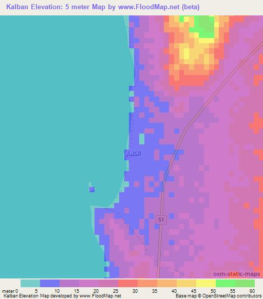 Kalban,Oman Elevation Map