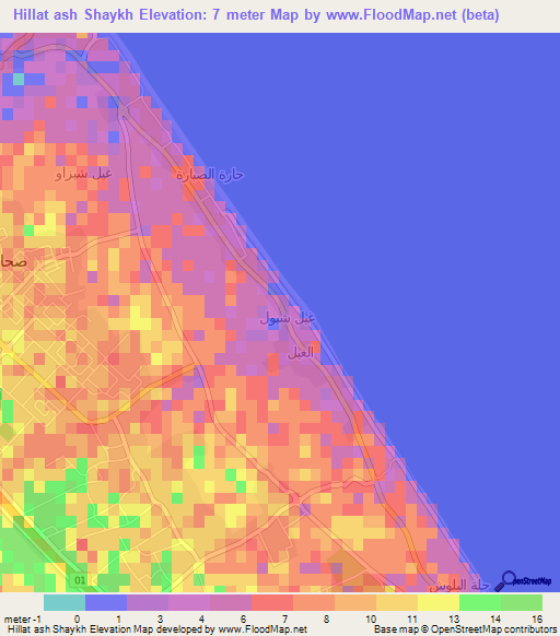 Hillat ash Shaykh,Oman Elevation Map