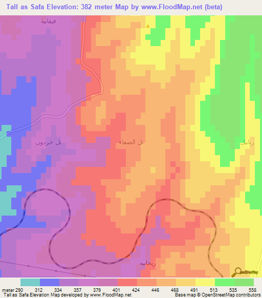 Tall as Safa,Syria Elevation Map