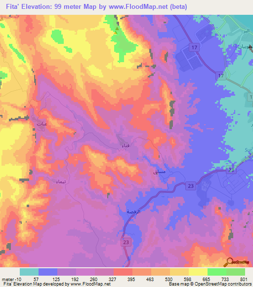 Fita',Oman Elevation Map