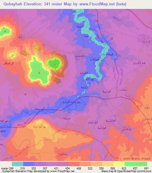 Qubayhah,Syria Elevation Map