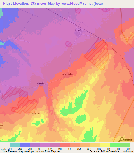 Niqat,Syria Elevation Map