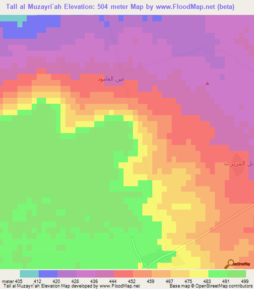 Tall al Muzayri`ah,Syria Elevation Map
