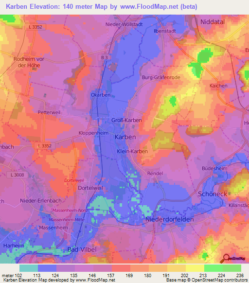 Karben,Germany Elevation Map