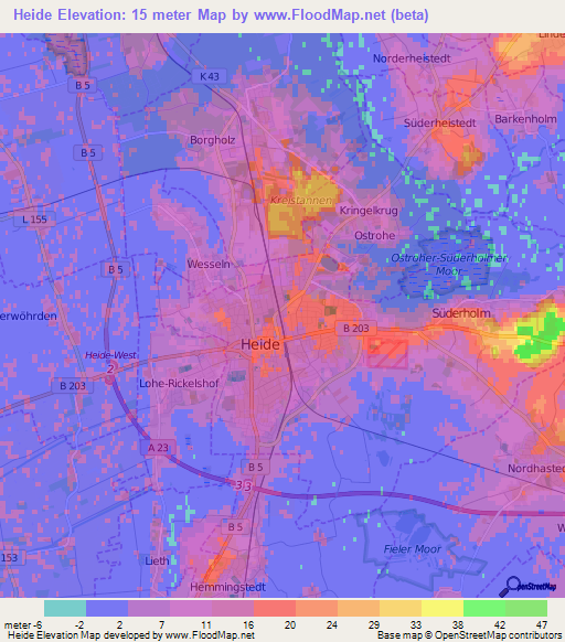 Heide,Germany Elevation Map