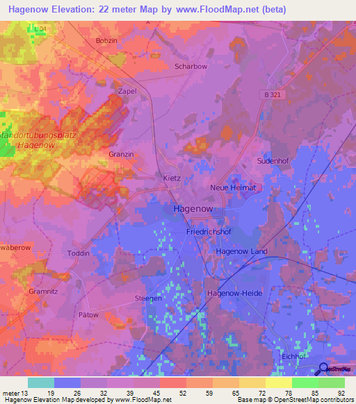 Hagenow,Germany Elevation Map