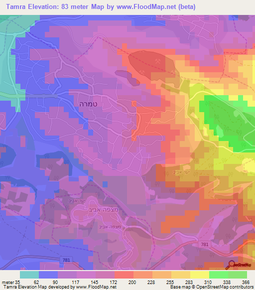 Tamra,Israel Elevation Map
