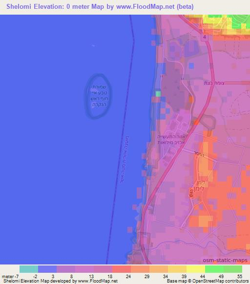Shelomi,Israel Elevation Map