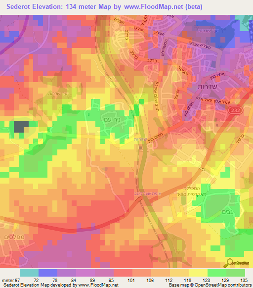 Sederot,Israel Elevation Map