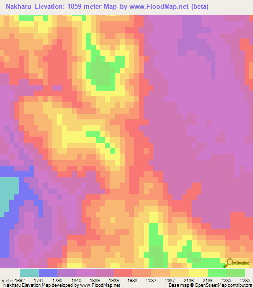 Nakharu,Iran Elevation Map