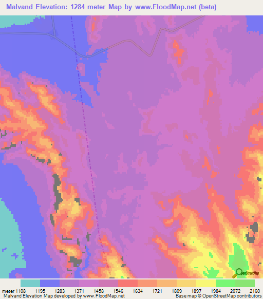 Malvand,Iran Elevation Map