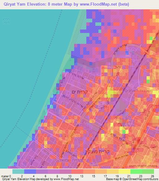 Qiryat Yam,Israel Elevation Map